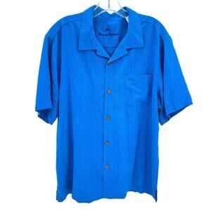 Tommy Bahama Hawaïen silk button front short sleeves men’s turquoise shirt